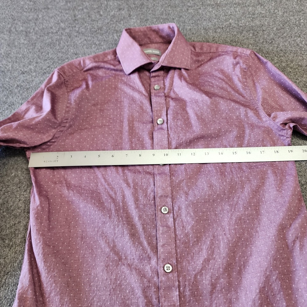 Michael Kors Slim Fit Dress Shirt Men's 15 34/35 Burgundy Dot Button Up NWT - Picture 7 of 8